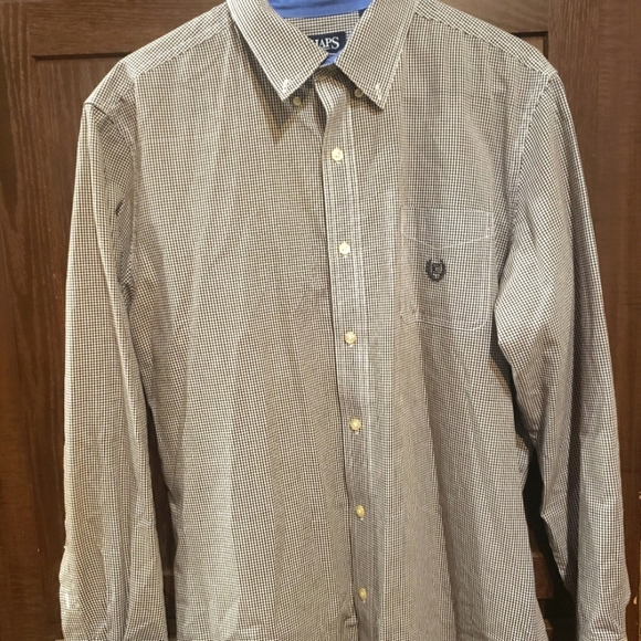 Chaps Other - Chaps‎ Shirt Men's Large Button-Down Brown Plaid Pocket Collared Long Sleeve
